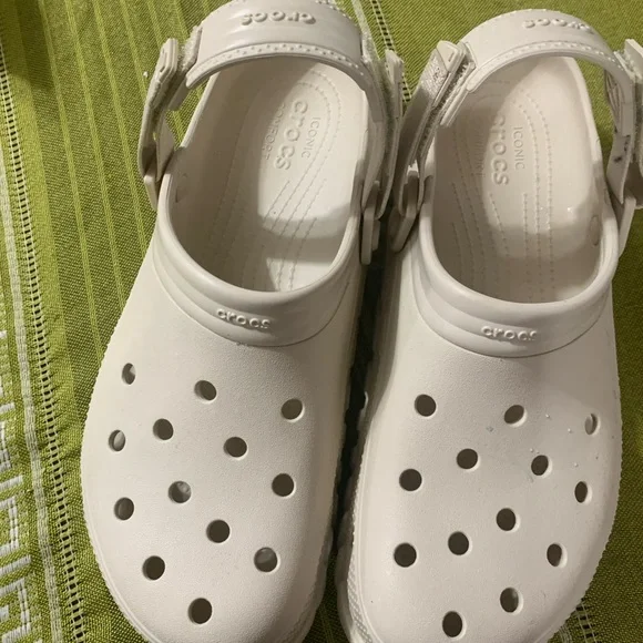 CROCS White Sandals with Signature Perforated Design Crocs Classic 206761 Two-Strap Sandals Waterproof Slides  main image 3